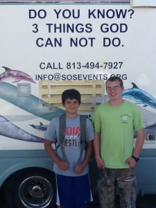 Creighton (left) and Daniel. Creighton saved in front of motor home in Pocahontass, IA